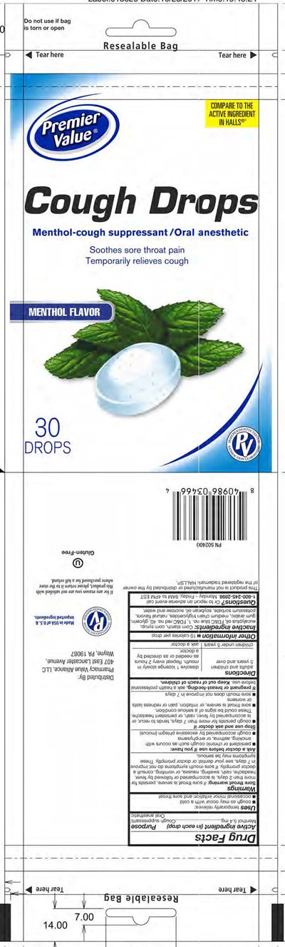 Premier Value Menthol 30ct cough drops - Premier Value Menthol 30ct 502400 10 23 2017